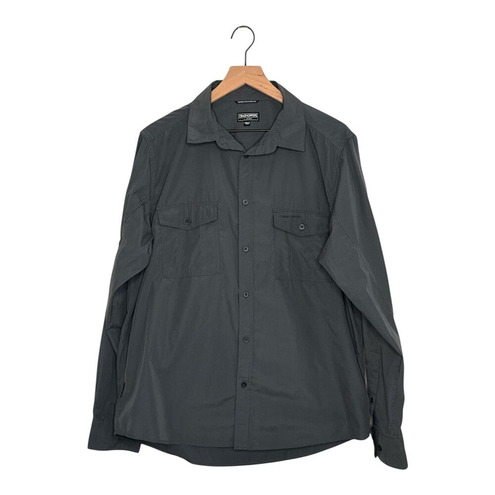 Craghoppers Men's Long Sleeve Buttondown Shirt Large Kiwi Security Pocket Travel - Picture 12 of 12